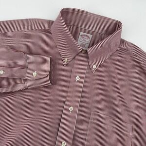 Brooks Brothers Regular Fit Non Iron Pinstripe Dress Shirt‎ Mens XL 16.5 6/7